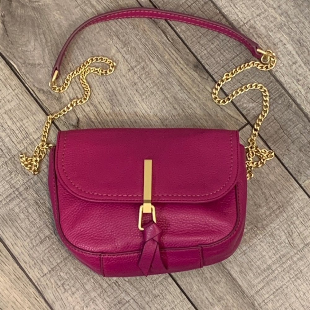 Vera Bradley‎ Pink Fuchsia Carson Saddle Bag Leather Crossbody Handbag